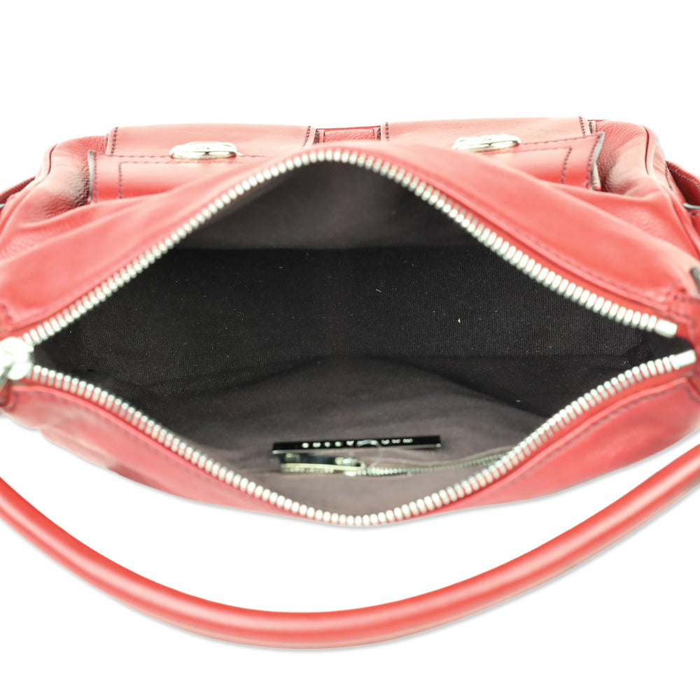 Marc Jacobs Blake Brick Red Leather Multi Pocket Hobo Bag