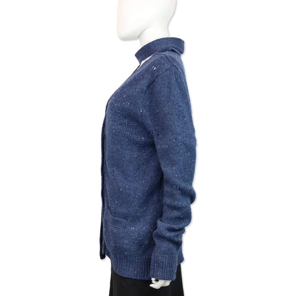 Marc Jacobs Blue Wool/Cashmere Distressed Knit Cardigan