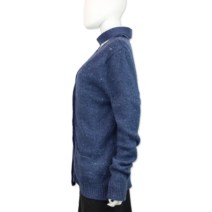 Marc Jacobs Blue Wool/Cashmere Distressed Knit Cardigan
