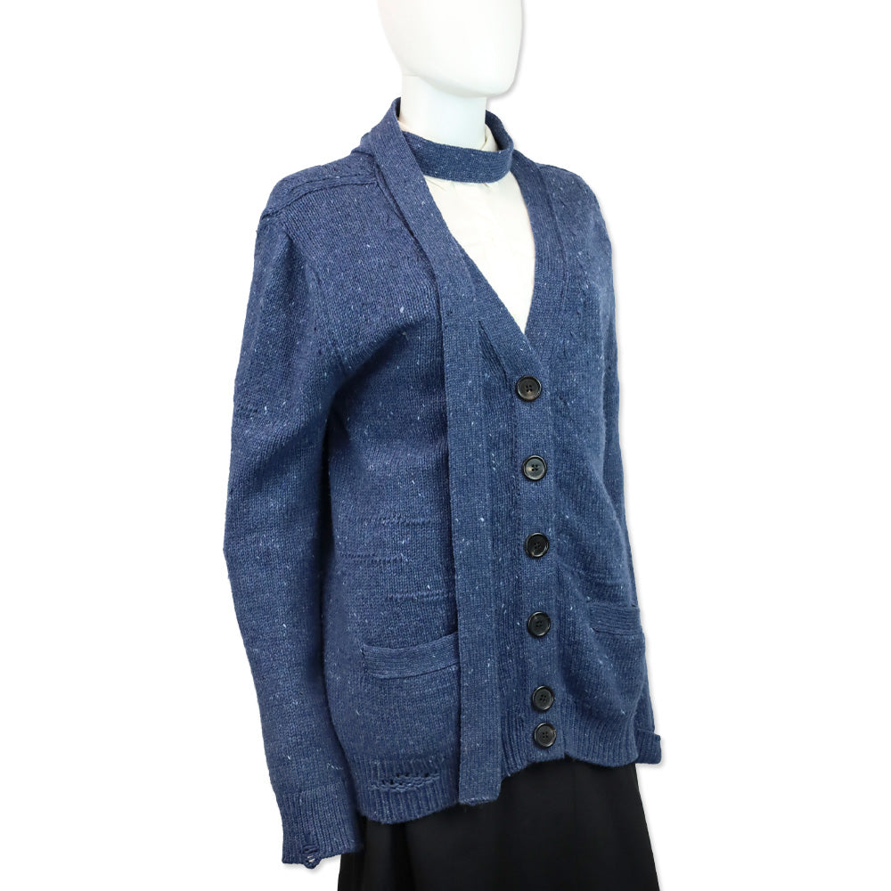 Marc Jacobs Blue Wool/Cashmere Distressed Knit Cardigan