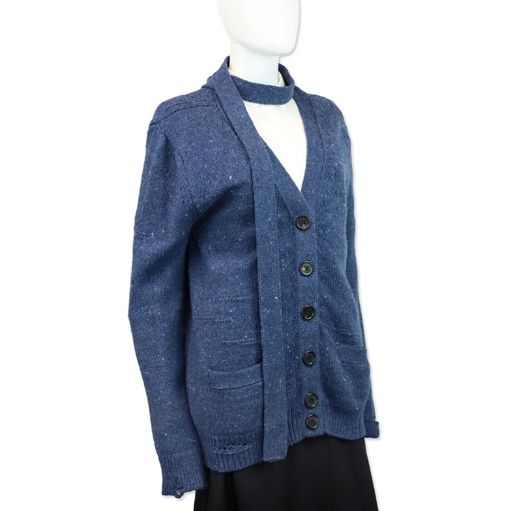 Marc Jacobs Blue Wool/Cashmere Distressed Knit Cardigan