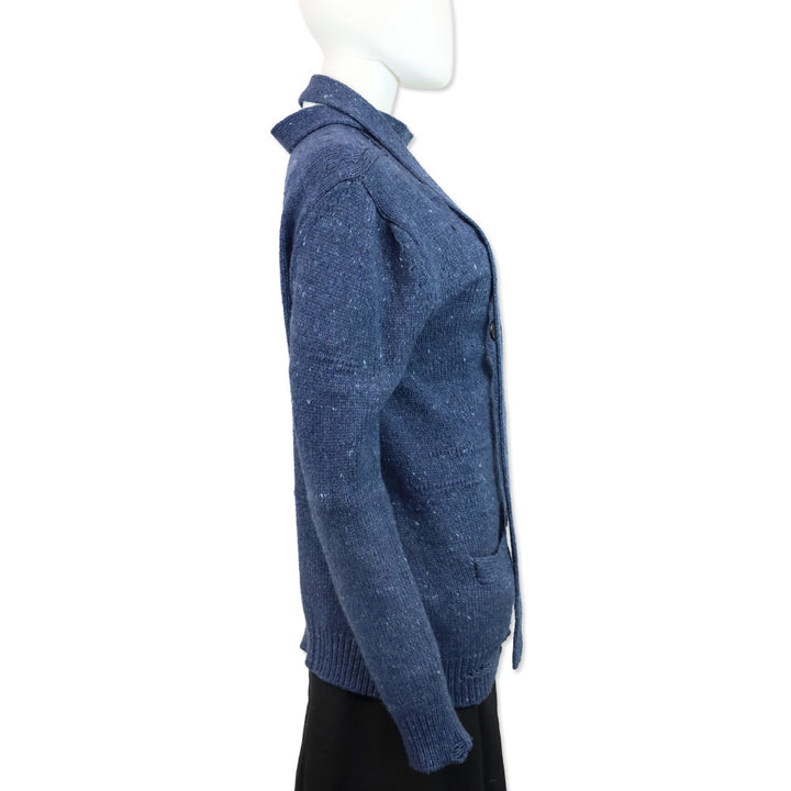 Marc Jacobs Blue Wool/Cashmere Distressed Knit Cardigan