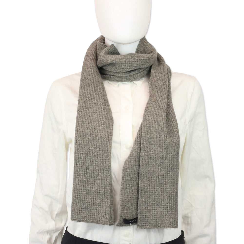 Marc Jacobs Dove Grey Cashmere Ribbed Knit Scarf