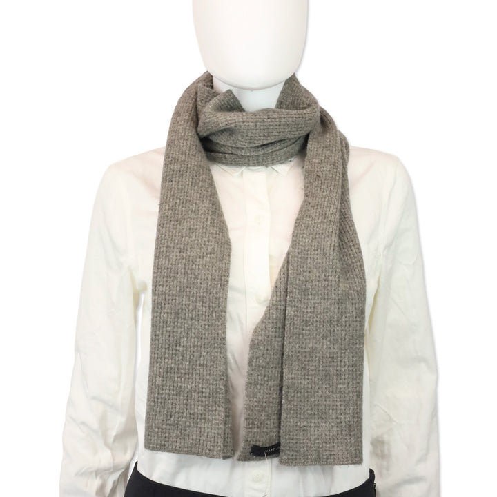 Marc Jacobs Dove Grey Cashmere Ribbed Knit Scarf
