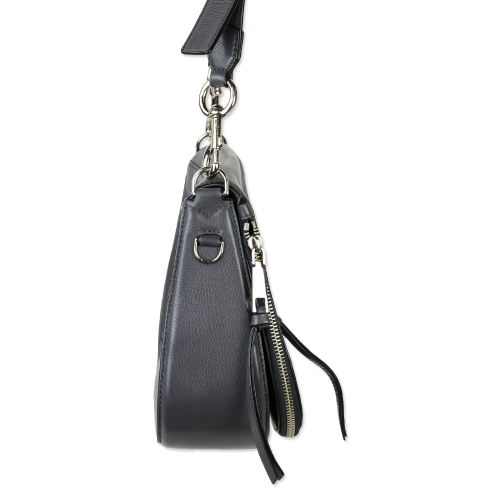 Marc Jacobs Gray Pebble Leather Recruit Nomad Saddle Bag