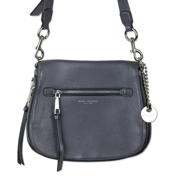 Marc Jacobs Gray Pebble Leather Recruit Nomad Saddle Bag