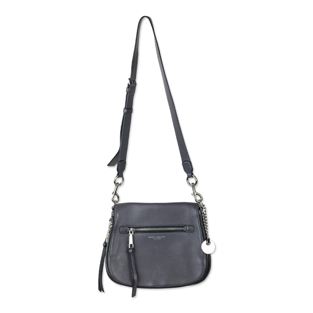 Marc Jacobs Gray Pebble Leather Recruit Nomad Saddle Bag