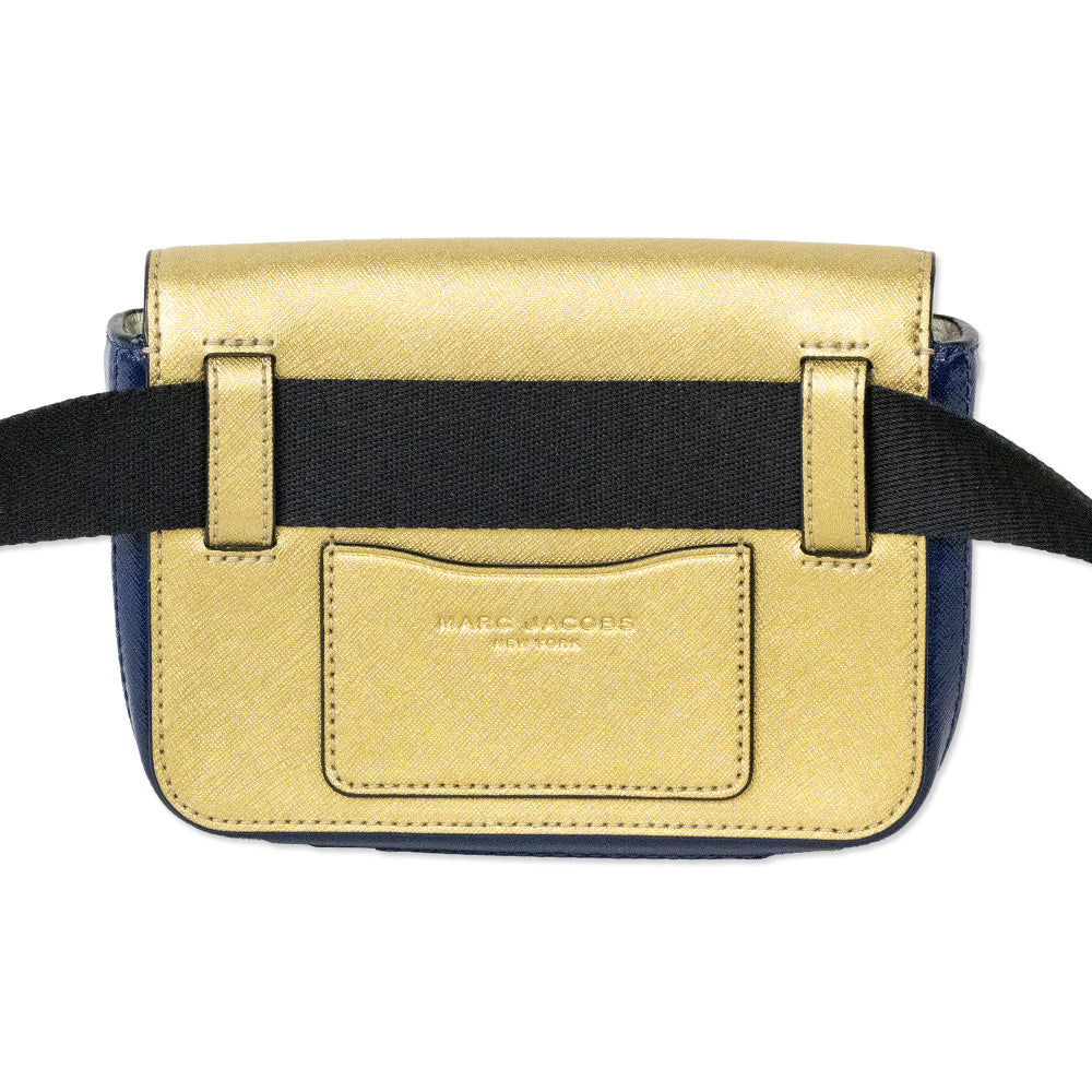 Marc Jacobs Hip Shot Gold/Navy Leather Convertible Belt Bag