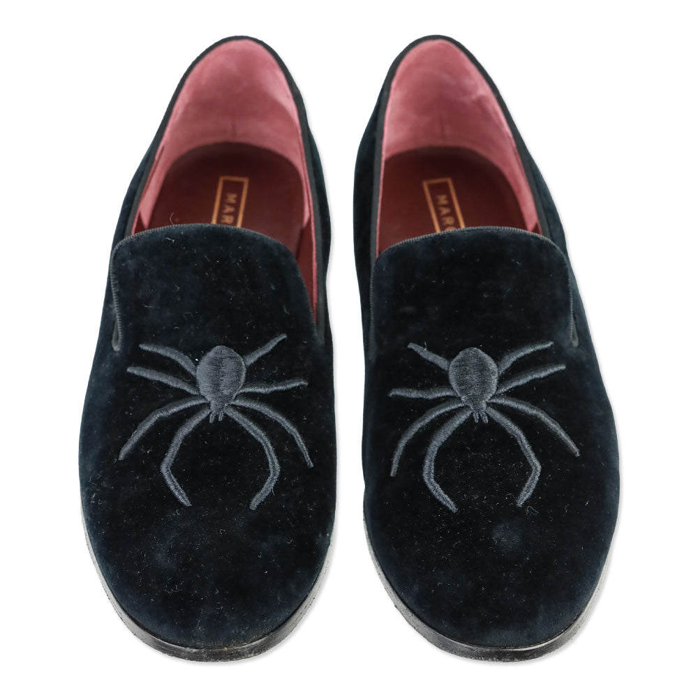 Marc Jacobs Zoe Black Velvet Embroidered Spider Loafer