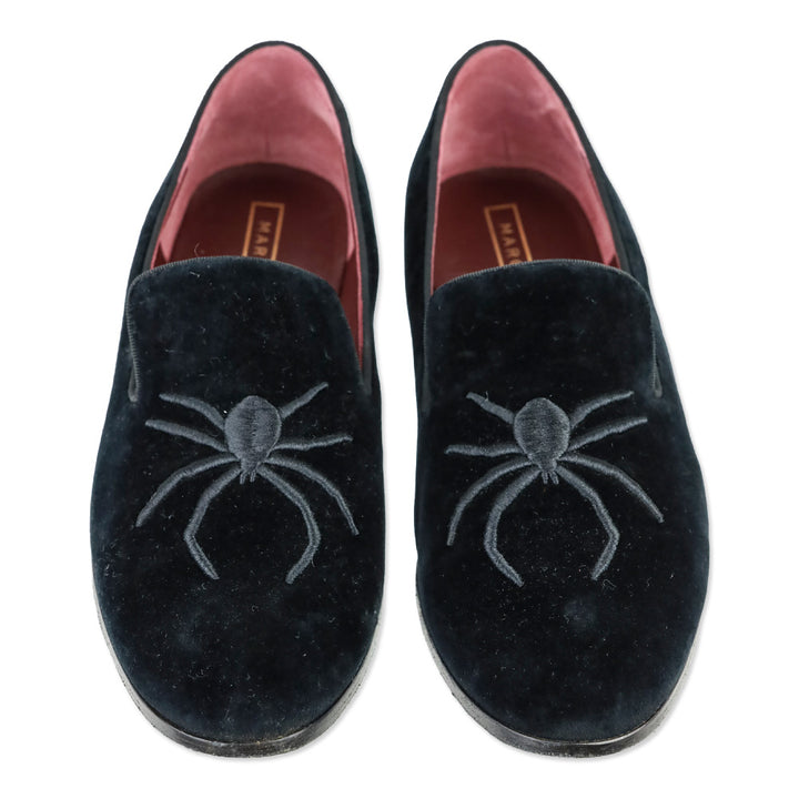 Marc Jacobs Zoe Black Velvet Embroidered Spider Loafer