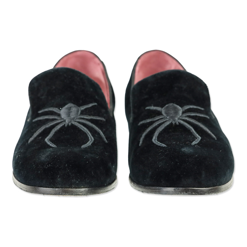 Marc Jacobs Zoe Black Velvet Embroidered Spider Loafer