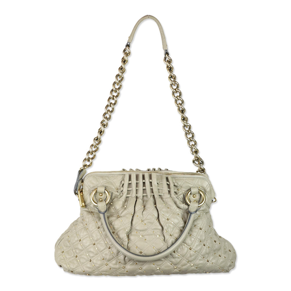 Marc Jacobs Grey Stardust Cecilia Studded Satchel
