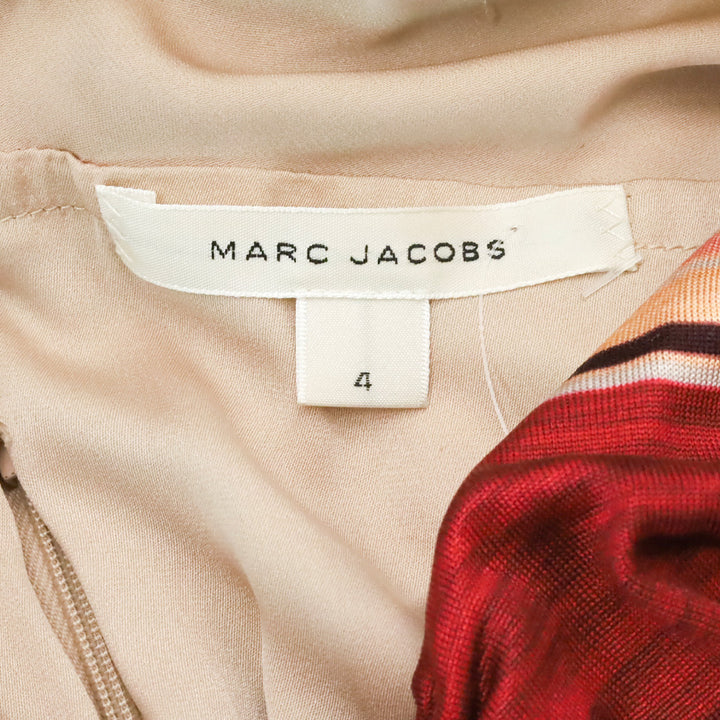 Marc Jacobs Spring 2011 Red & Pink Striped Ruched Silk Maxi Dress