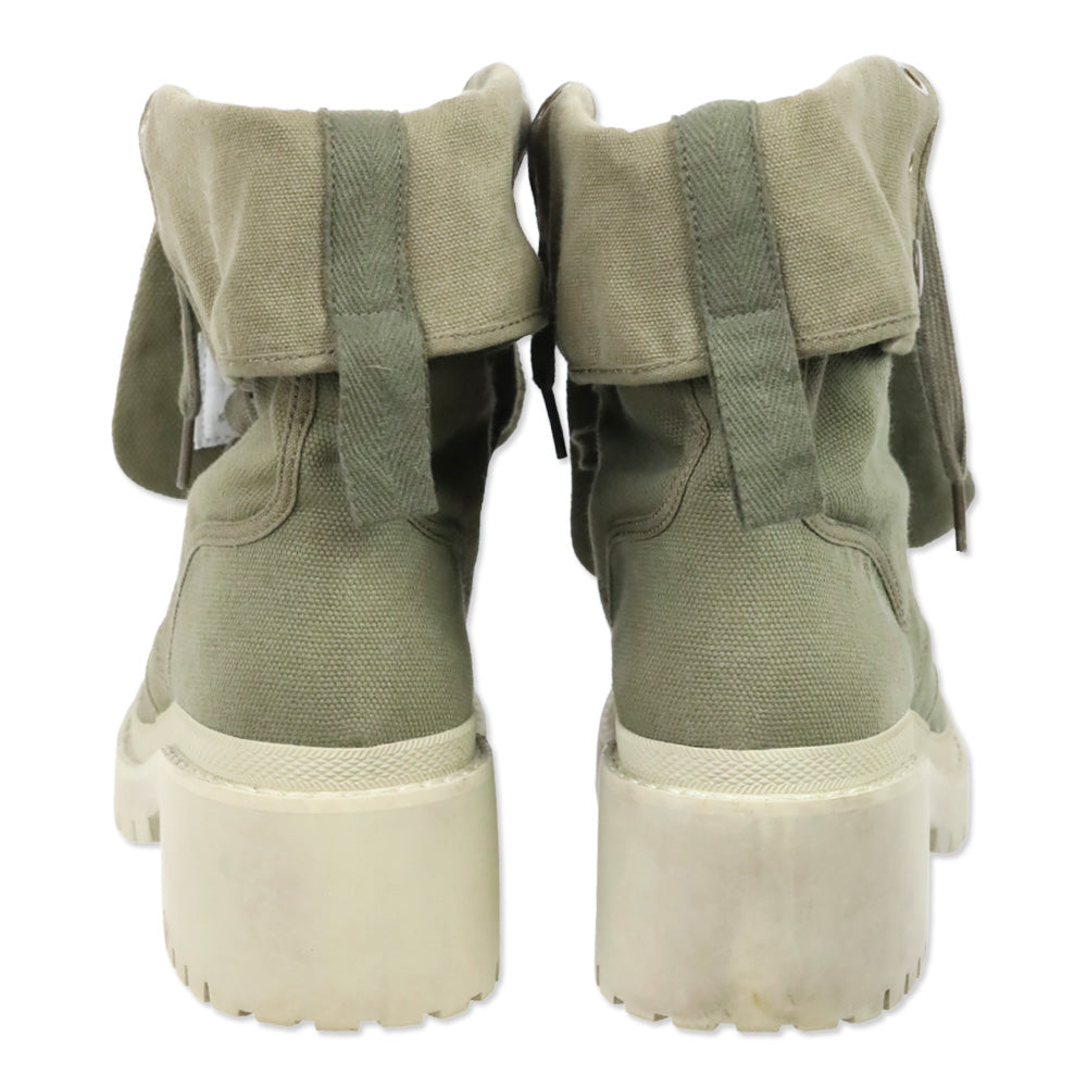 Marc by Marc Jacobs Military/Beige Green Fold Down Logo Cap Toe Combat Boots