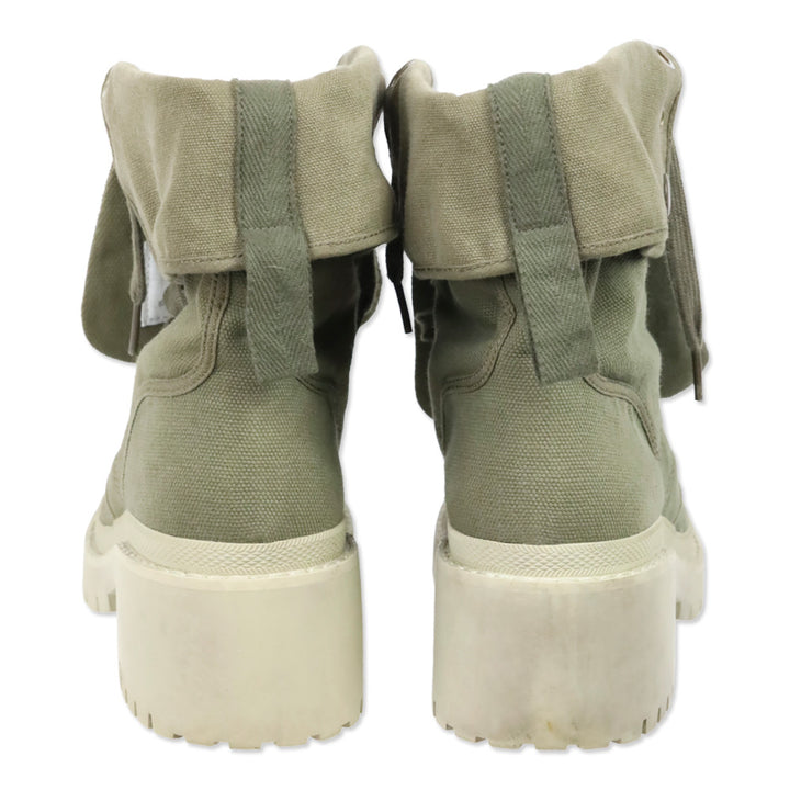 Marc by Marc Jacobs Military/Beige Green Fold Down Logo Cap Toe Combat Boots