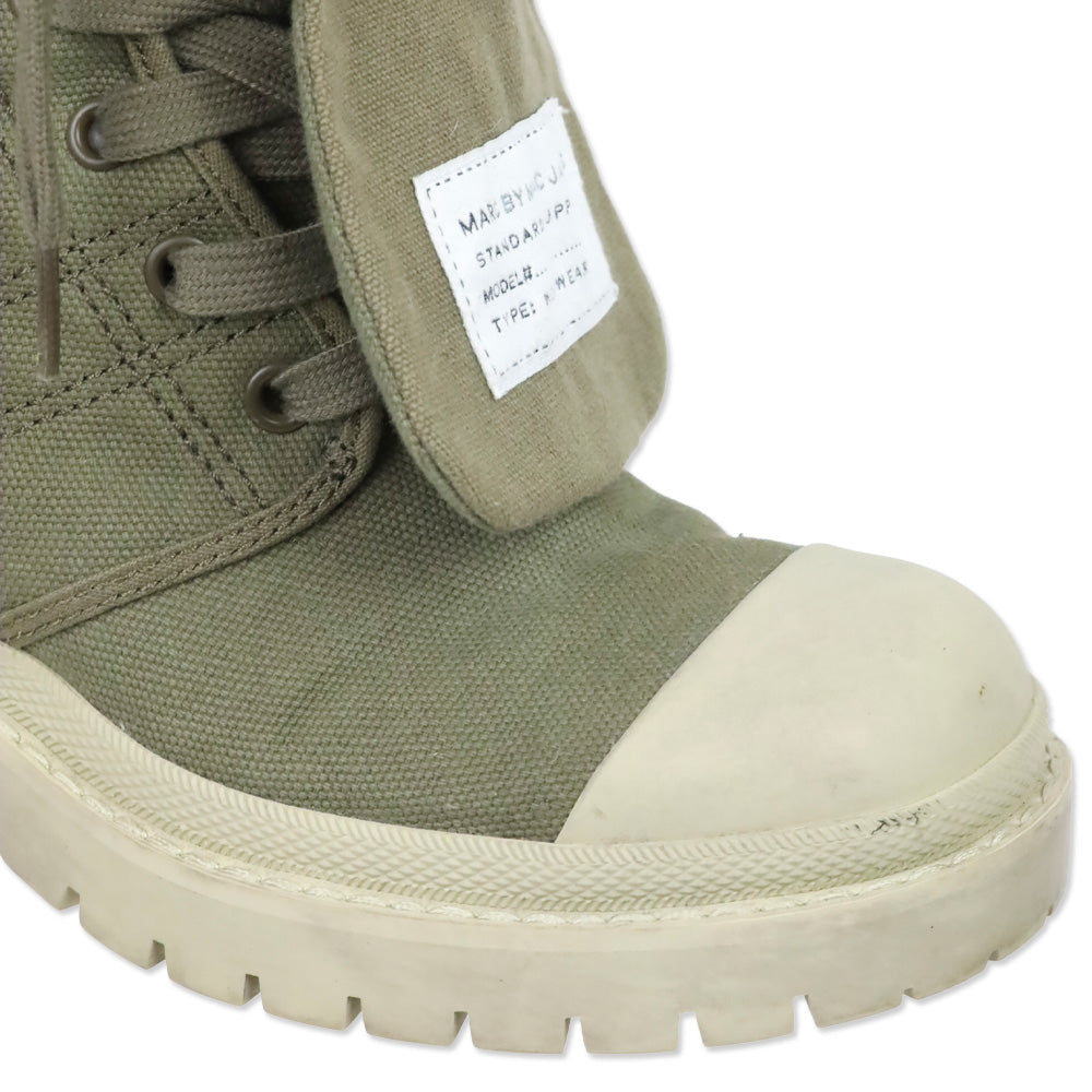 Marc by Marc Jacobs Military/Beige Green Fold Down Logo Cap Toe Combat Boots