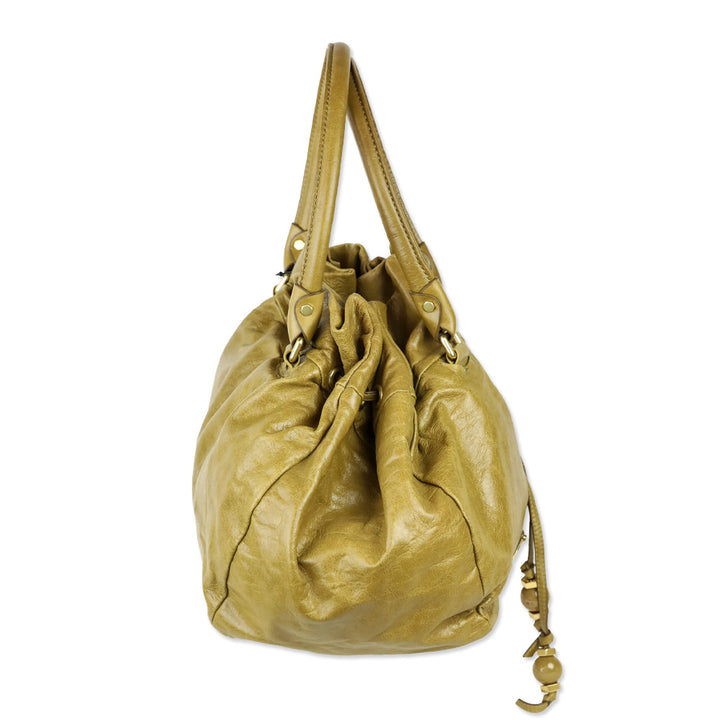 Marc by Marc Jacobs Olive Leather Drawstring Shoulder Bag