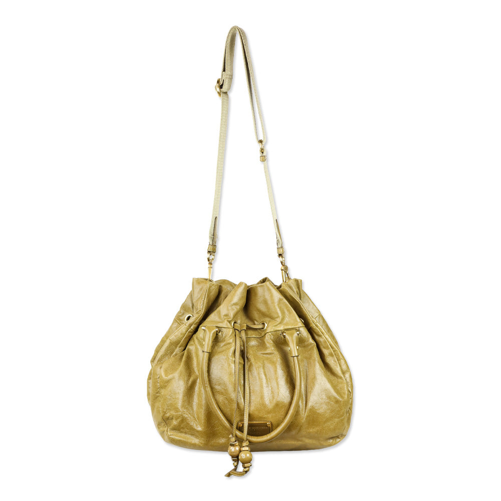 Marc by Marc Jacobs Olive Leather Drawstring Shoulder Bag