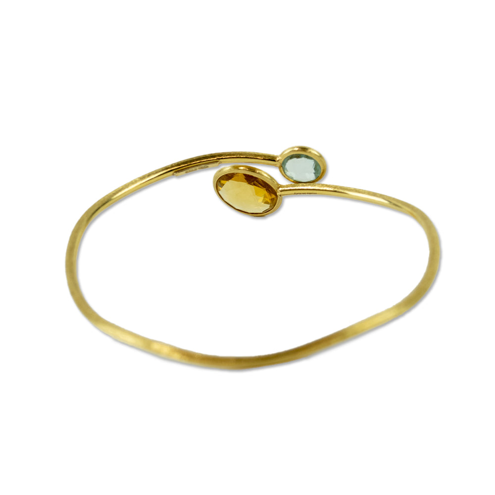 Marco Bicego Jaipur 18K Yellow Gold Citrine & Blue Topaz Cuff