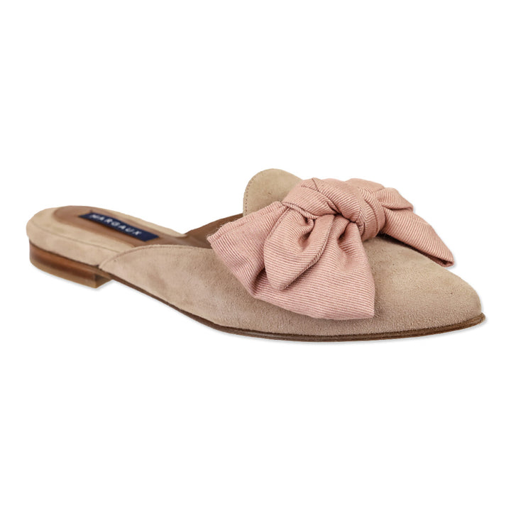 Margaux Pink Suede Bow Mules