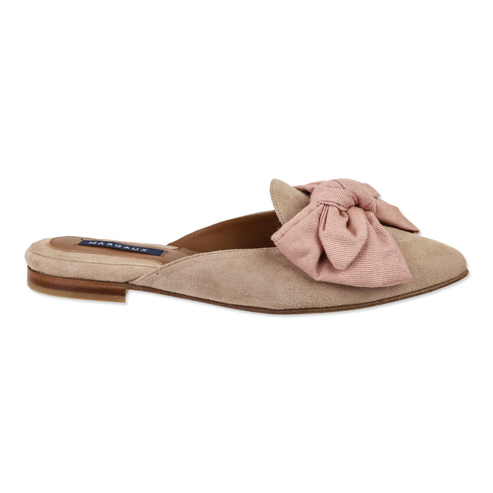 Margaux Pink Suede Bow Mules