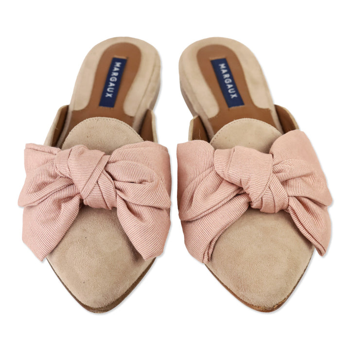 Margaux Pink Suede Bow Mules
