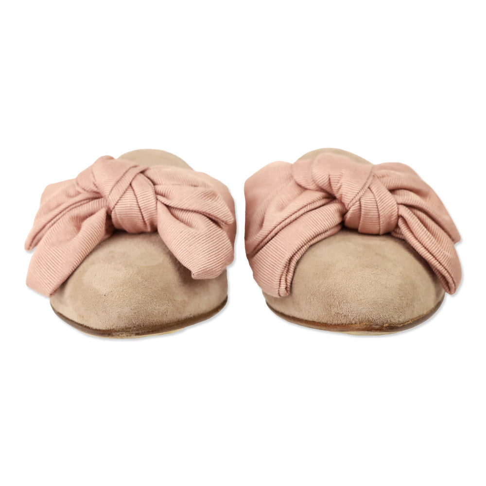 Margaux Pink Suede Bow Mules
