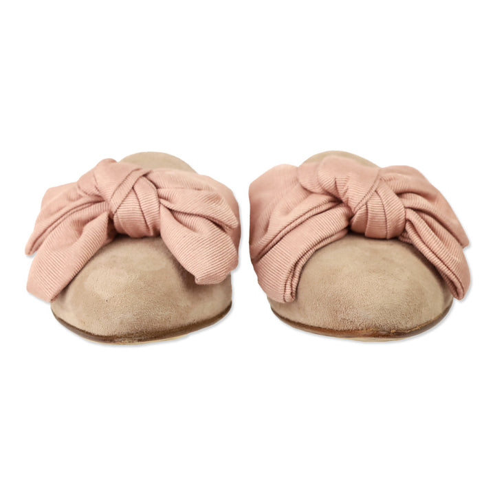 Margaux Pink Suede Bow Mules