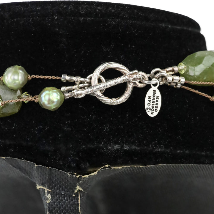 Margo Morrison Green Peridot, Freshwater Pearl and Roman Glass Multistrand Necklace