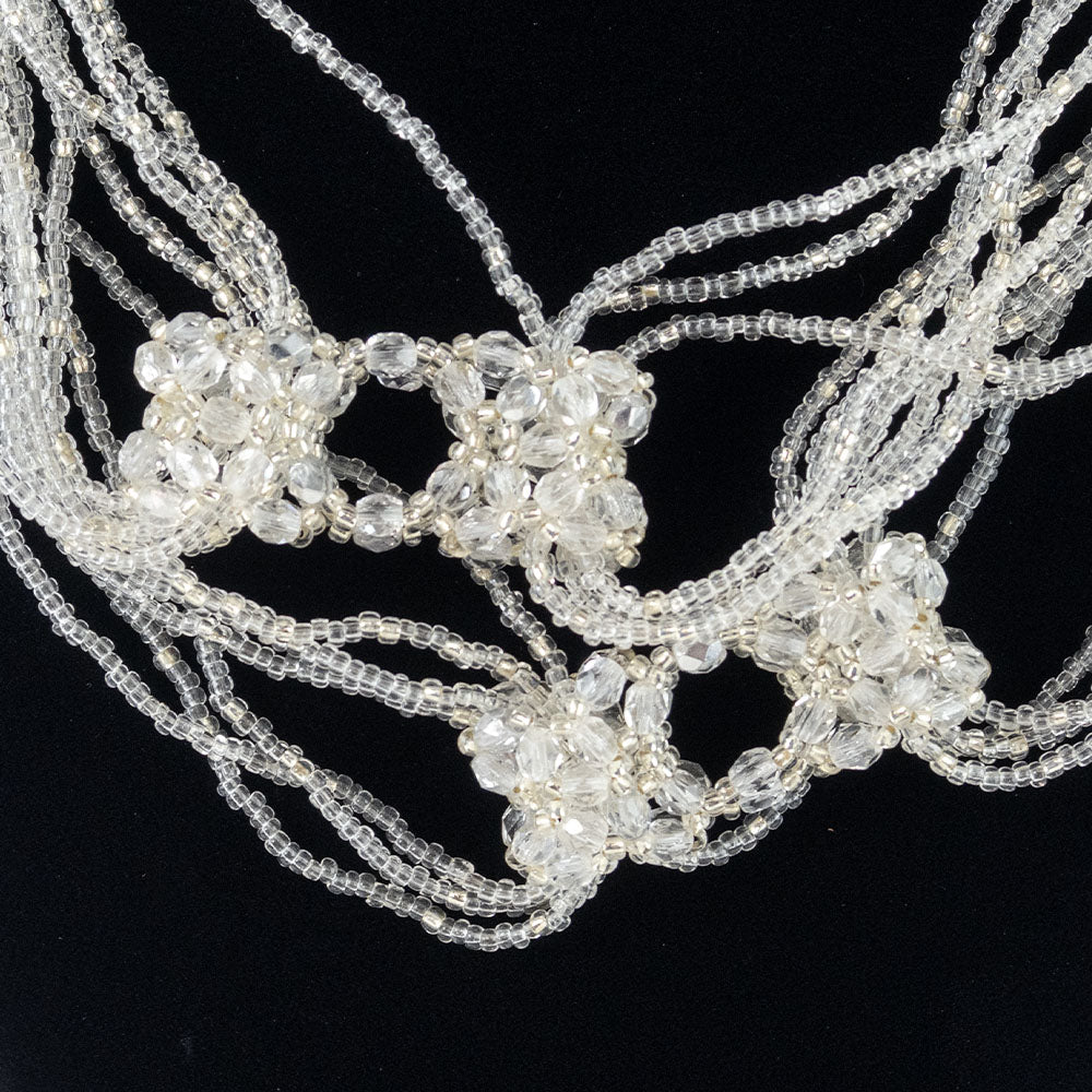 Maria Calderara White Multistrand Crystal Beaded Necklace