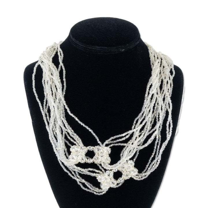 Maria Calderara White Multistrand Crystal Beaded Necklace