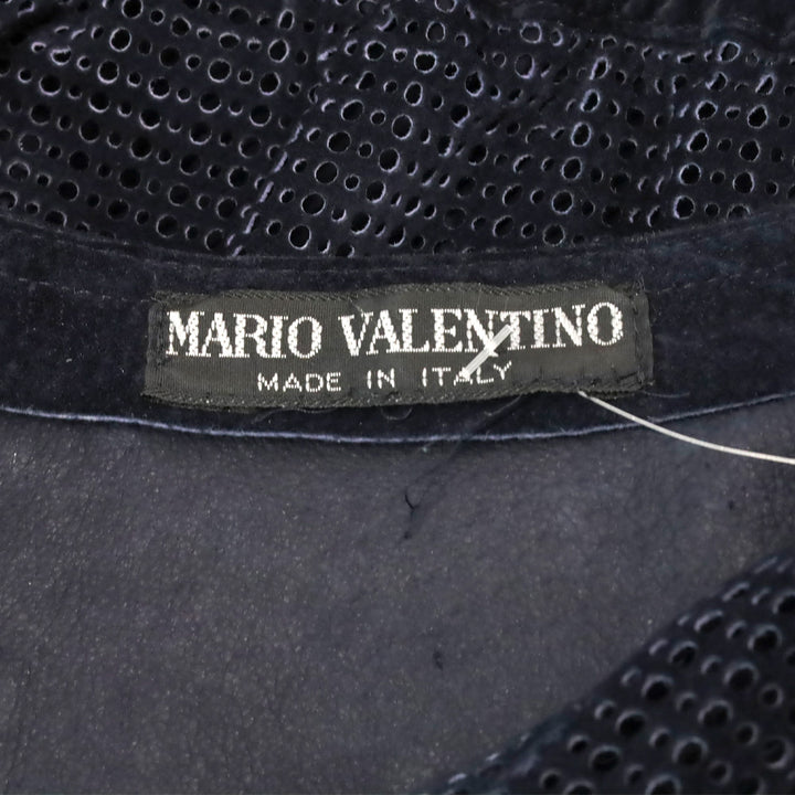 Mario Valentino Navy Perforated Suede V-Neck Jacket