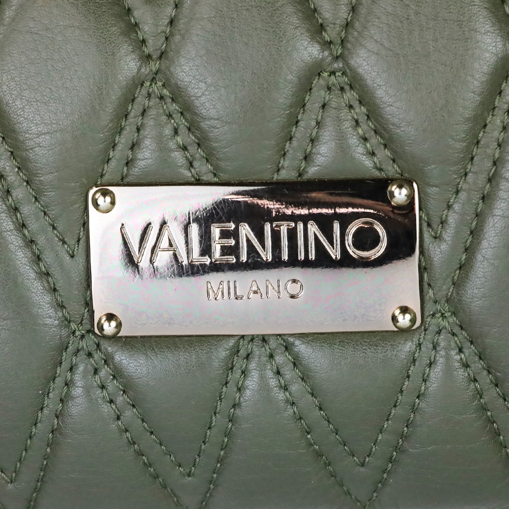 Mario Valentino Verra Signature Olive Green Quilted Leather Tote Bag