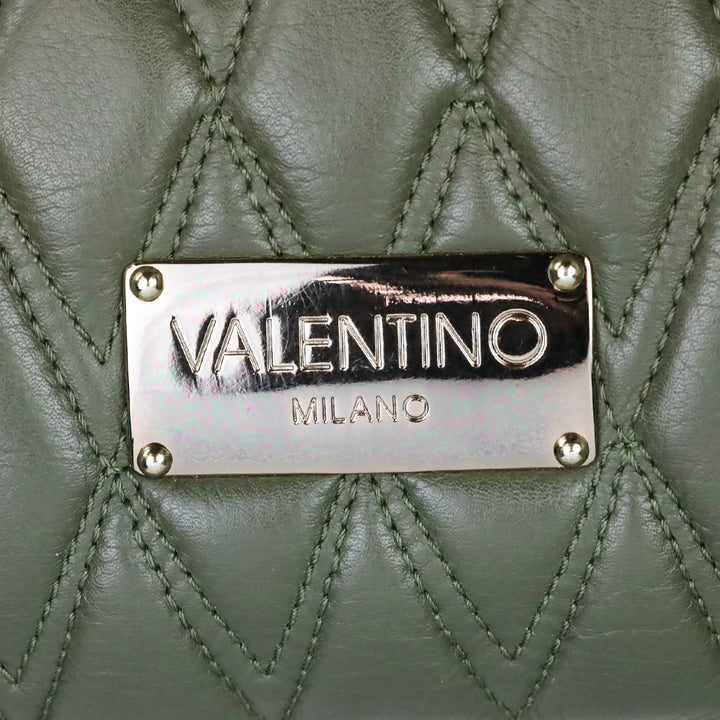 Mario Valentino Verra Signature Olive Green Quilted Leather Tote Bag