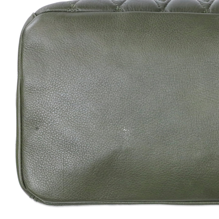 Mario Valentino Verra Signature Olive Green Quilted Leather Tote Bag