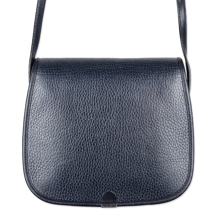 Mark Cross Navy Pebble Leather Flap Crossbody Bag