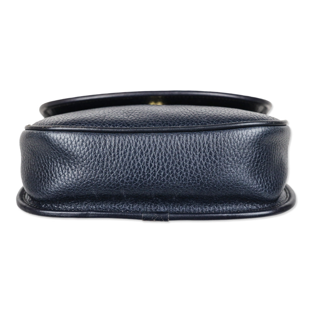 Mark Cross Navy Pebble Leather Flap Crossbody Bag