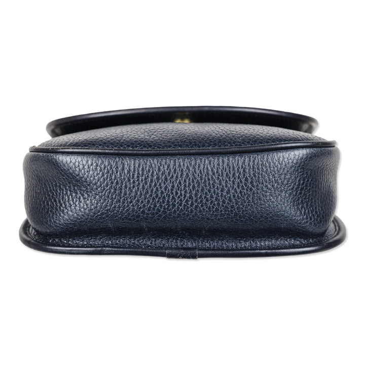Mark Cross Navy Pebble Leather Flap Crossbody Bag