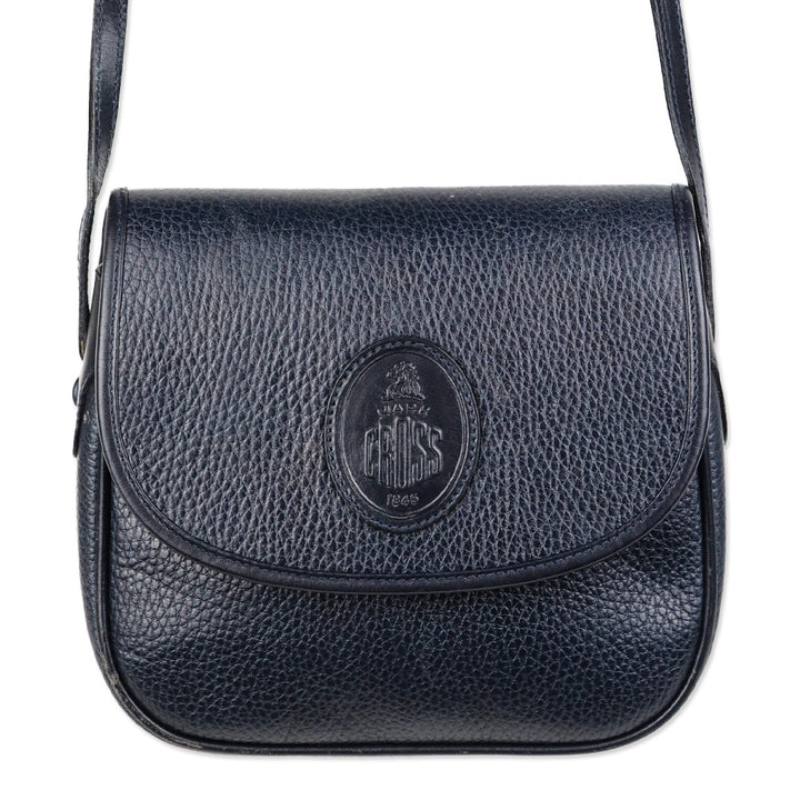 Mark Cross Navy Pebble Leather Flap Crossbody Bag