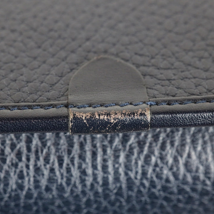 Mark Cross Navy Pebble Leather Flap Crossbody Bag
