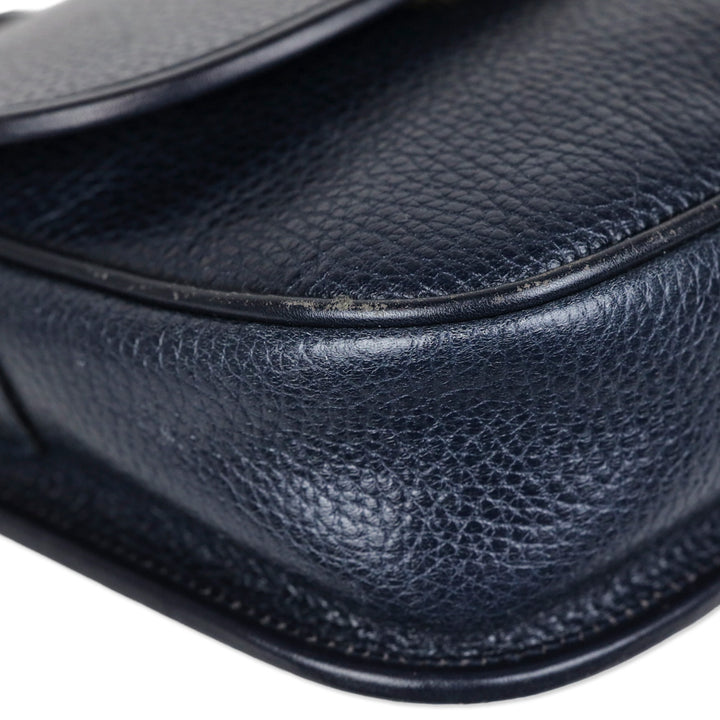 Mark Cross Navy Pebble Leather Flap Crossbody Bag