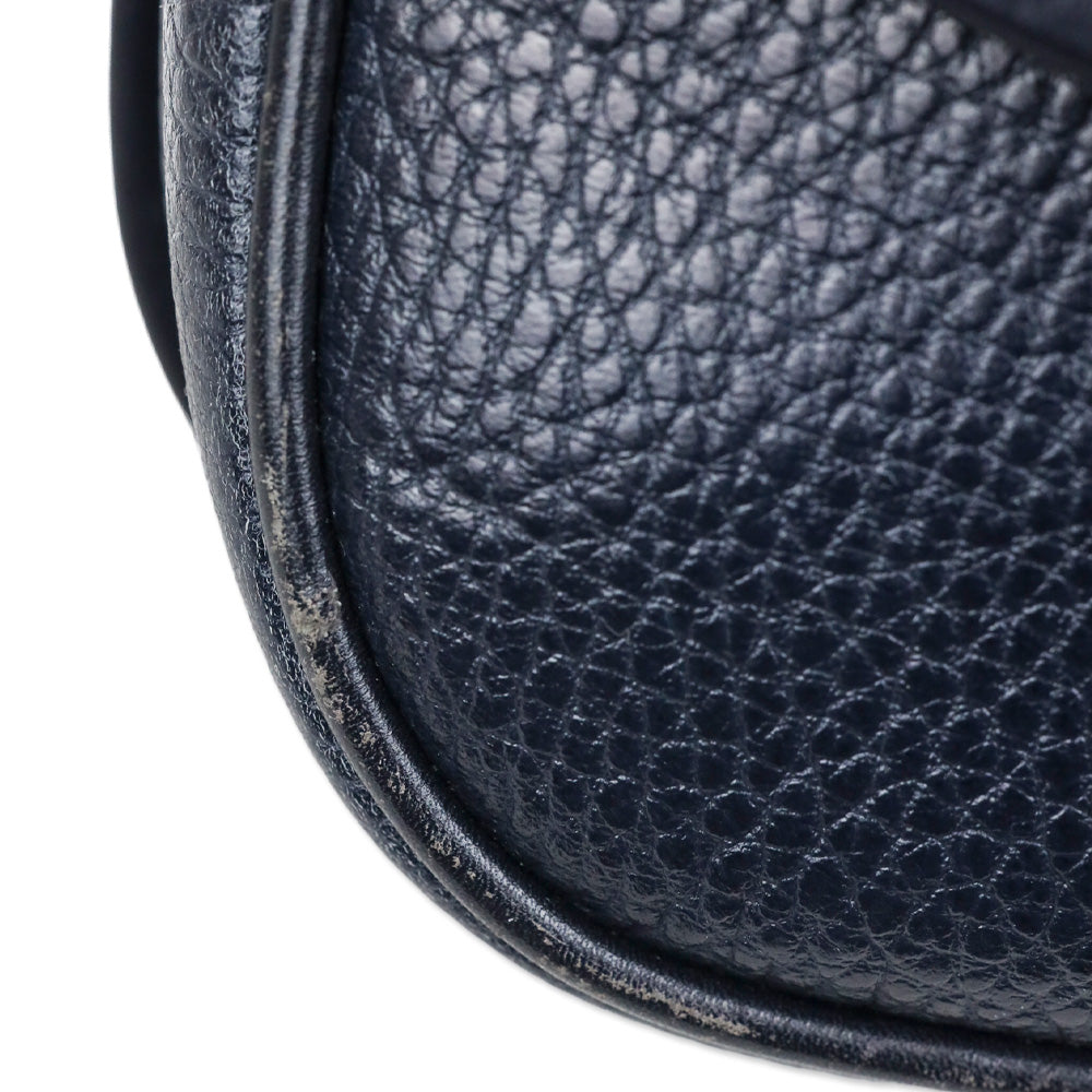 Mark Cross Navy Pebble Leather Flap Crossbody Bag