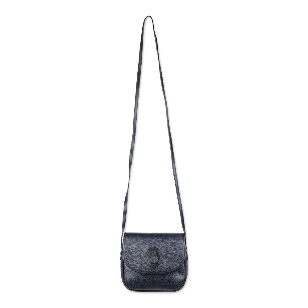Mark Cross Navy Pebble Leather Flap Crossbody Bag