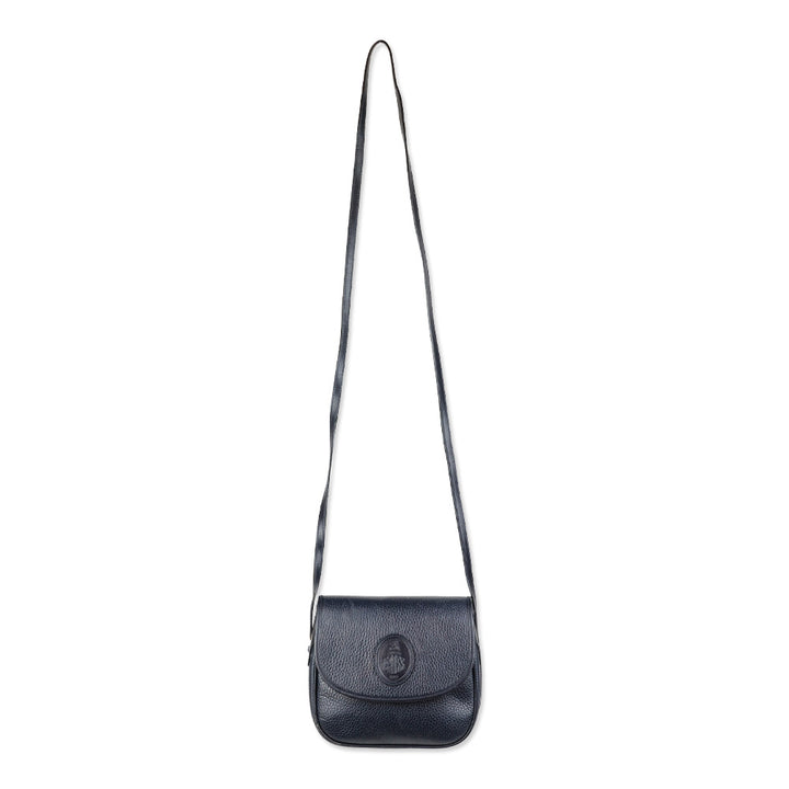 Mark Cross Navy Pebble Leather Flap Crossbody Bag
