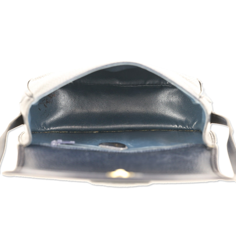 Mark Cross Navy Pebble Leather Flap Crossbody Bag