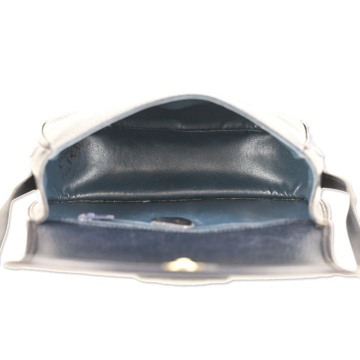 Mark Cross Navy Pebble Leather Flap Crossbody Bag