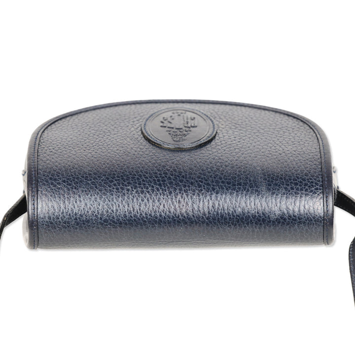 Mark Cross Navy Pebble Leather Flap Crossbody Bag