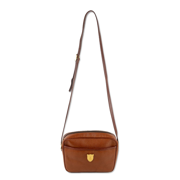 Mark Cross Small Brown Grained Leather Crossbody Bag