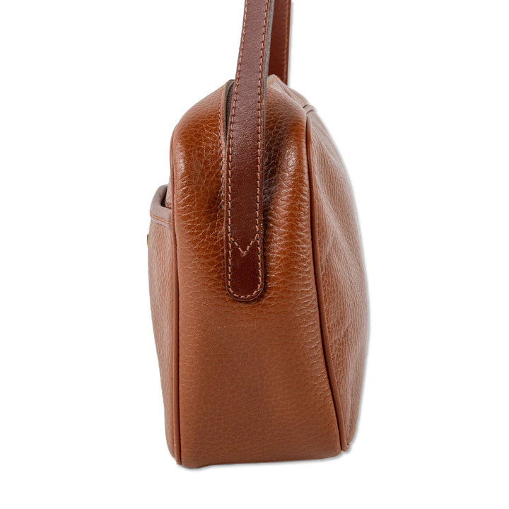 Mark Cross Small Brown Grained Leather Crossbody Bag