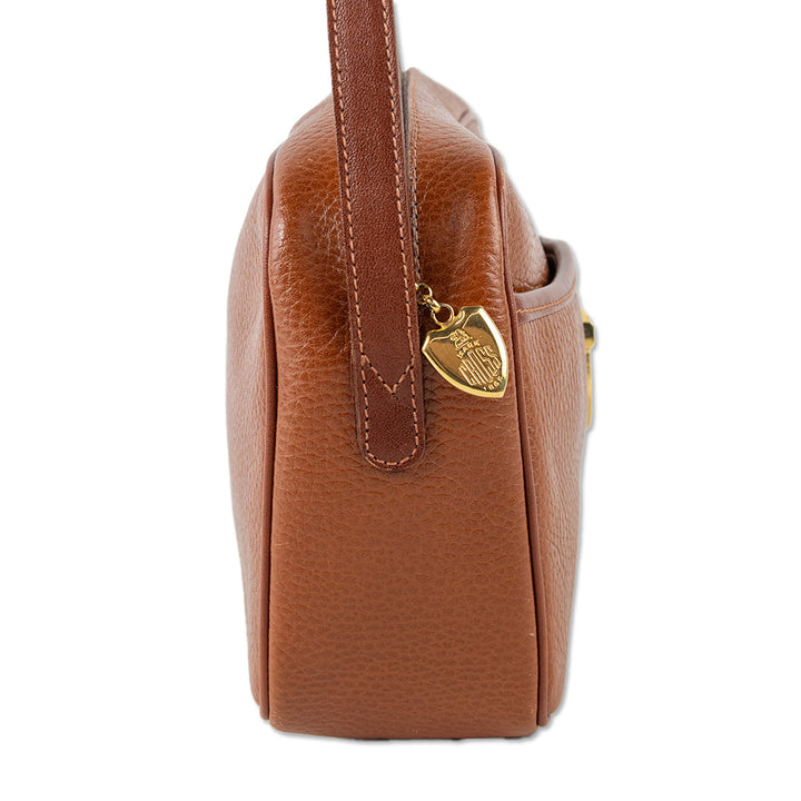 Mark Cross Small Brown Grained Leather Crossbody Bag